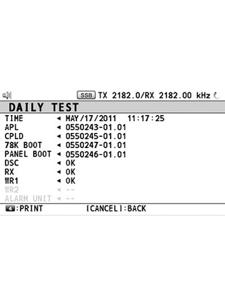  Radio téléphone BLU marine : Affichage test quotidien